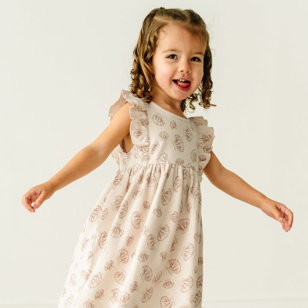 Organic Baby Flutter Dress | Seashells Dresses Makemake Organics 