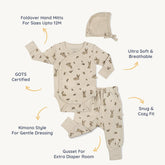 Organic Kimono Onesie & Pants Set | Bunny Hop Sets Makemake Organics 