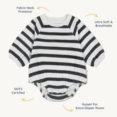 Organic Bubble Romper | Slate Stripes Jumpsuits & Rompers Makemake Organics 