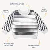 Organic Fleece Sweatshirt - Black Stripes Sweatshirt Makemake Organics 