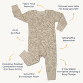 Organic 2-Way Zip Romper | Vintage Bloom Onesies Makemake Organics 