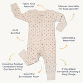 Organic 2-Way Zip Romper - North Star Zippered Romper Makemake Organics 