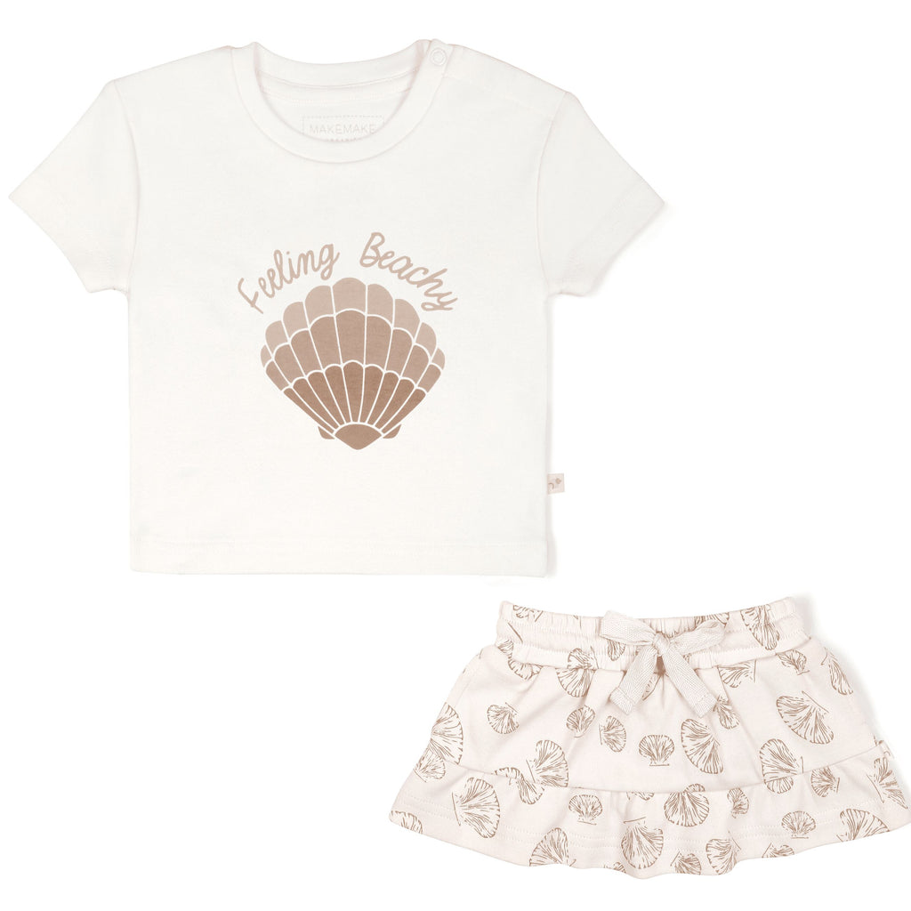 Organic Girls Tee and Skort Outfit | Seashells Sets Makemake Organics 