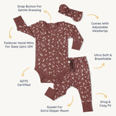 Organic Ruffle Onesie & Pants Set - Winter Bloom Ruffle Onesie Set Makemake Organics 