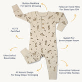 Organic Button Romper | Bunny Hop Onesies Makemake Organics 