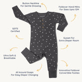 Organic Button Romper - Tribe Button Romper Makemake Organics 