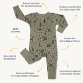 Organic Button Romper - Forest Folk Button Romper Makemake Organics 