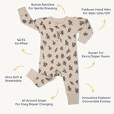 Organic Button Romper | Posy Onesies Makemake Organics 