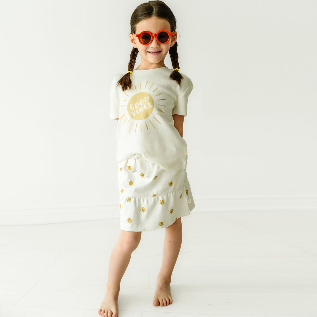 Organic Girls Tee and Skort Outfit | Sunshine Sets Makemake Organics 