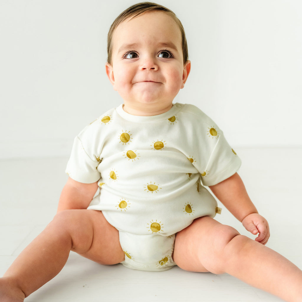 Organic Baby Bubble Romper | Sunshine Onesies Makemake Organics 