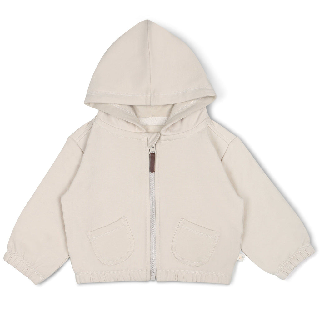 Organic Fleece Hooded Jacket - Oat Fleece Jacket Makemake Organics 