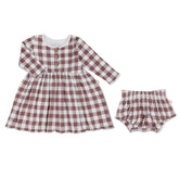 Organic Twirl Dress - Plum Gingham Twirl Dress Makemake Organics 