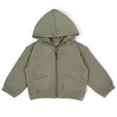 Organic Fleece Hooded Jacket - Olive Fleece Jacket Makemake Organics 