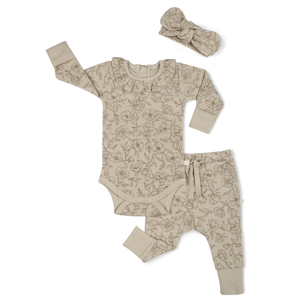 Organic Ruffle Onesie & Pants Set | Vintage Bloom Sets Makemake Organics 