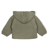 Organic Quilted Hooded Jacket - Olive Hooded Jacket Makemake Organics 