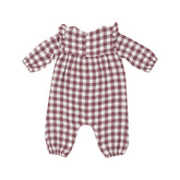 Ruffle Sleeve Romper - Gingham Plum 217 Angel Dear 