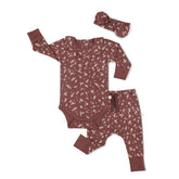 Organic Ruffle Onesie & Pants Set - Winter Bloom Ruffle Onesie Set Makemake Organics 