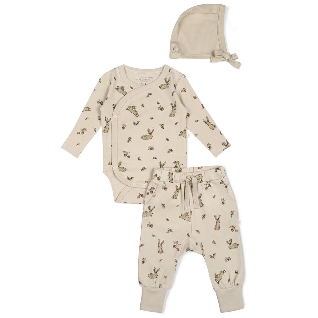 Organic Kimono Onesie & Pants Set | Bunny Hop Sets Makemake Organics 