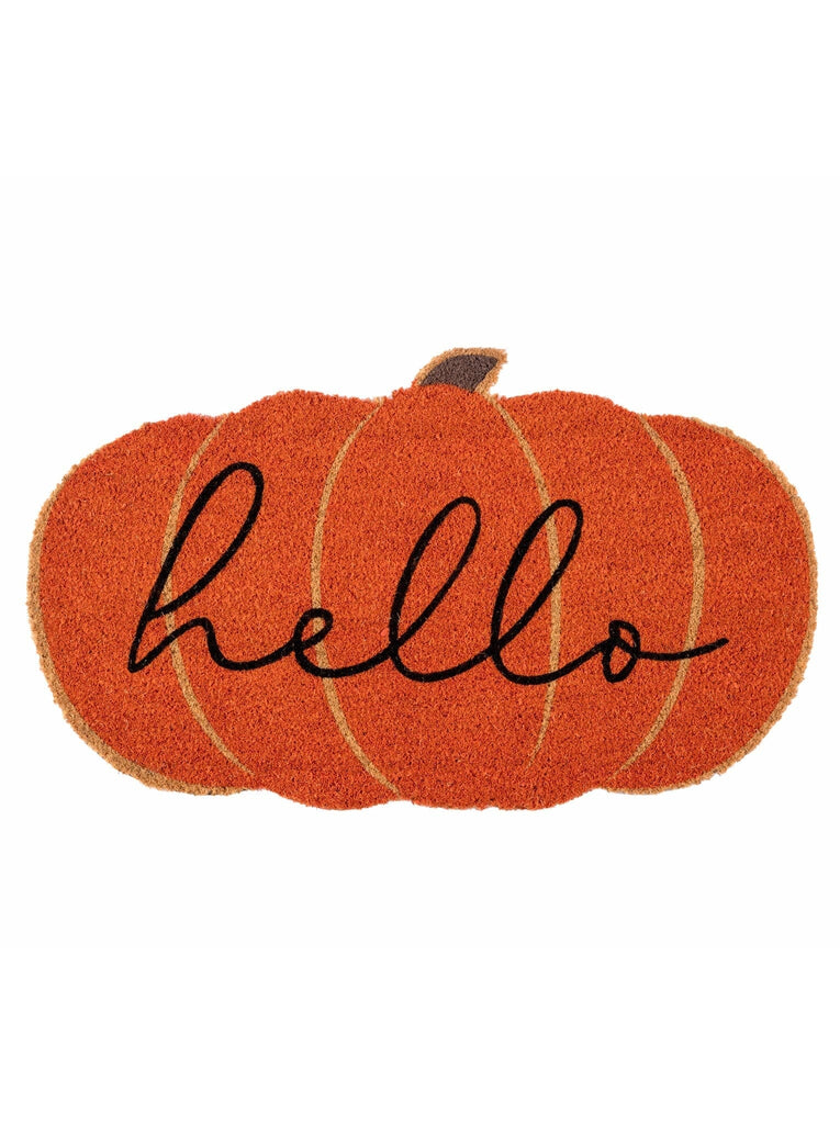 "Hello" Pumpkin Doormat | Orange Door Mats Shiraleah 