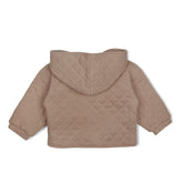 Organic Quilted Hooded Jacket - Taupe Hooded Jacket Makemake Organics 