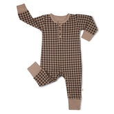 Organic Button Romper | Houndstooth Onesies Makemake Organics 