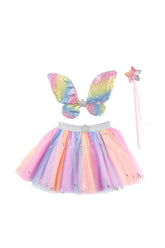 Rainbow Sequins Skirt, Wings & Wand Costumes Great Pretenders USA 