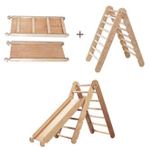 2in1 Montessori Climbing Set: Triangle Ladder + Slide Board/Ramp – Beige 2in1 Playsets Goodevas 