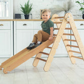 2in1 Montessori Climbing Set: Triangle Ladder + Slide Board/Ramp – Beige 2in1 Playsets Goodevas 