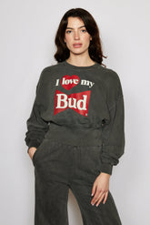 Budweiser I Love My Bud Sweatshirt People of Leisure Vintage Black S 