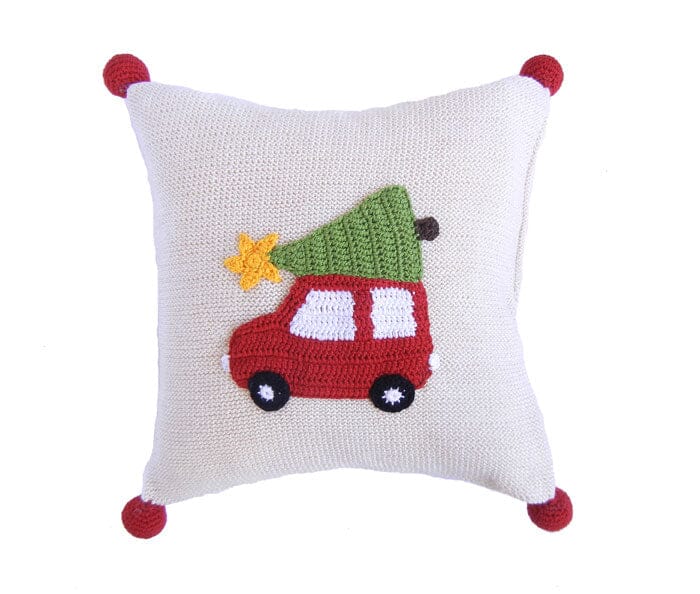 Car with Christmas Tree 10" Pillow Throw Pillows Melange Collection 