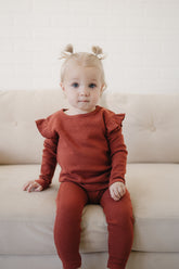 Ruffle Long Sleeve | Brick Red Tops & Tees Henry Drew Collection 