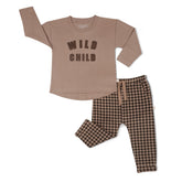 Organic Long Sleeve Tee & Pant Set | Wild Child Placement Tee Sets Makemake Organics 