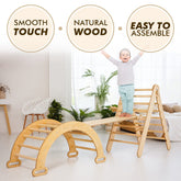 3in1 Montessori Climbing Set: Triangle Ladder + Wooden Arch + Slide Board – Beige NEW 3in1 Playsets Goodevas 