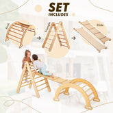 3in1 Montessori Climbing Set: Triangle Ladder + Wooden Arch + Slide Board – Beige NEW 3in1 Playsets Goodevas 