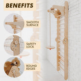 3in1 Wooden Swedish Wall / Climbing ladder for Children + Swing Set + Slide Board Swedish wall Goodevas 