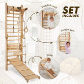 3in1 Wooden Swedish Wall / Climbing ladder for Children + Swing Set + Slide Board Swedish wall Goodevas 