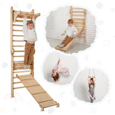 3in1 Wooden Swedish Wall / Climbing ladder for Children + Swing Set + Slide Board Swedish wall Goodevas 