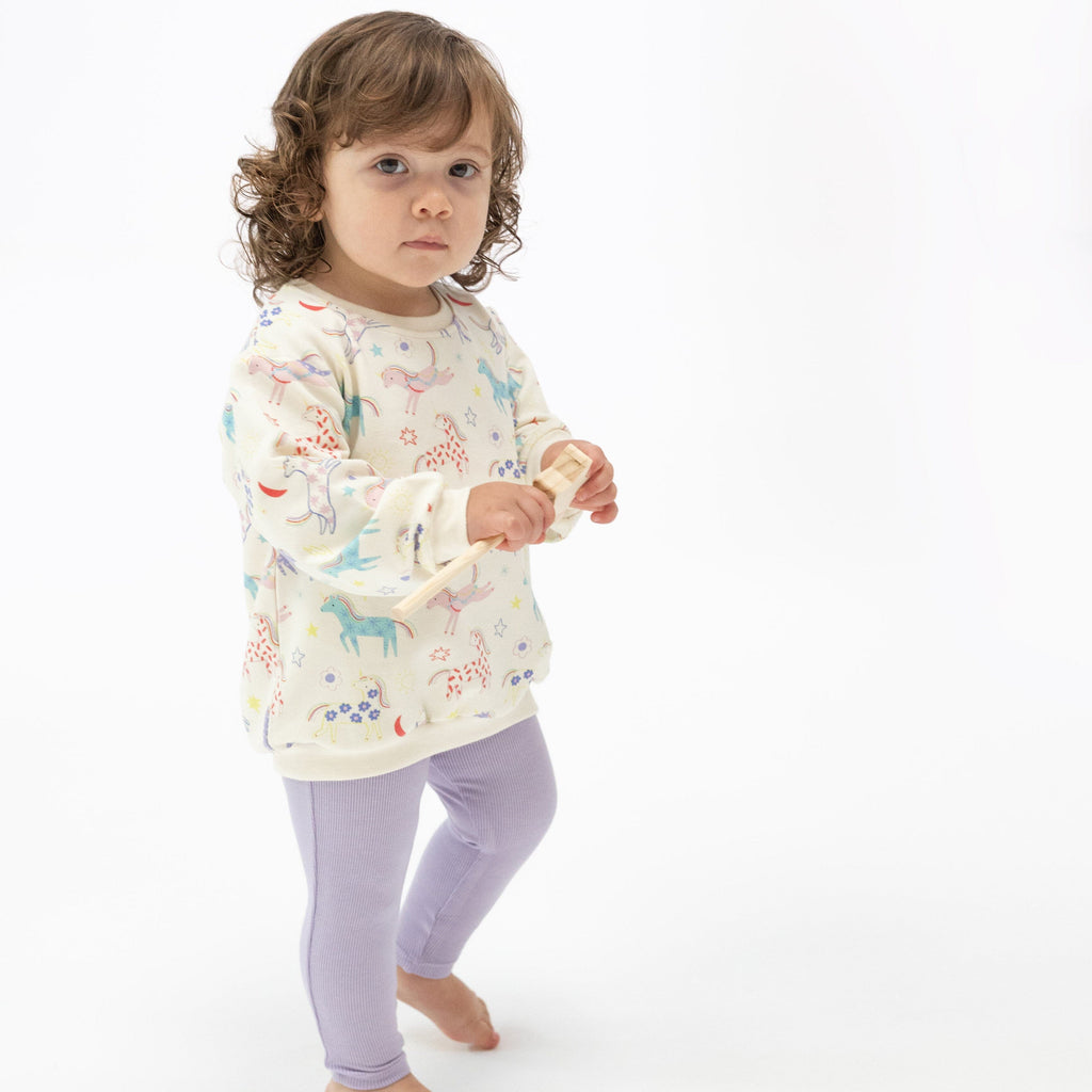 Puffy Oversized Sweatshirt And Rib Legging - Fun Unicorns 410 Angel Dear 