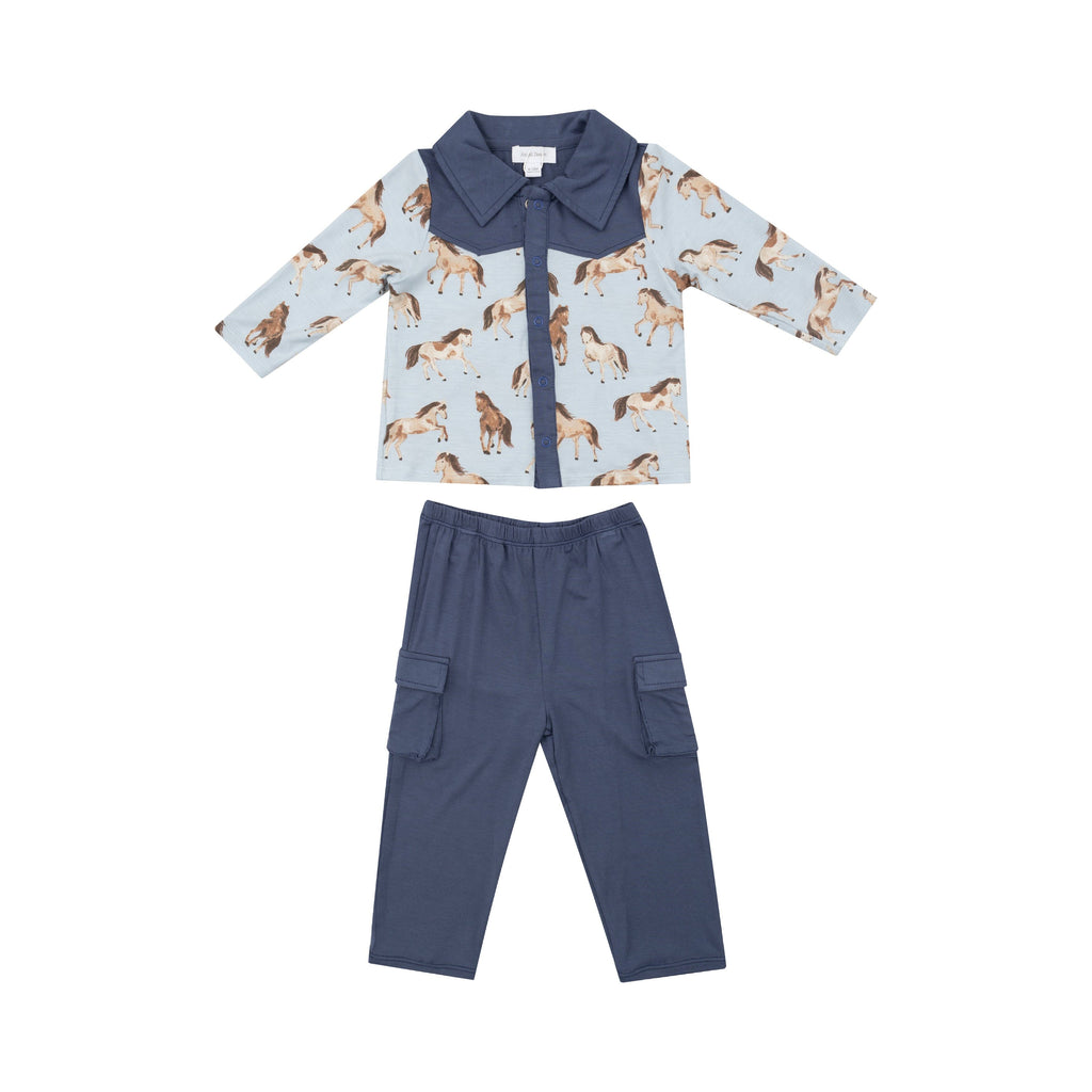 Cowboy Buttondown And Pant - Horses 465 Angel Dear 