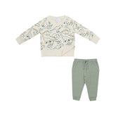 Raglan Sweatshirt And Jogger Set - Artsy Dinos 493 Angel Dear 