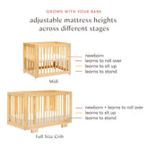 Yuzu 8-in-1 Convertible Crib with All-Stages Conversion Kits | Natural Crib & Toddler Bed Accessories Babyletto 