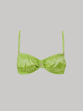 Luna Ruched Bikini Top | Chartreuse Swimwear Decolet The Label 