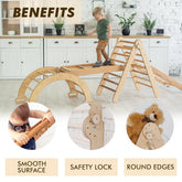 4in1 Montessori Climbing Frame Set: Triangle Ladder + Arch/Rocker + Slide Board/Ramp + Netting rope 4in1 Playsets Goodevas 