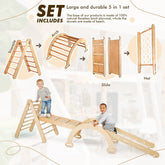 4in1 Montessori Climbing Frame Set: Triangle Ladder + Arch/Rocker + Slide Board/Ramp + Netting rope 4in1 Playsets Goodevas 