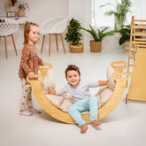 4in1 Montessori Climbing Set: Triangle Ladder + Climbing Arch + Slide Board + Cushion Beige 4in1 Playsets Goodevas 