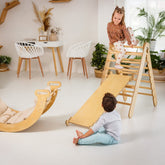 4in1 Montessori Climbing Set: Triangle Ladder + Climbing Arch + Slide Board + Cushion Beige 4in1 Playsets Goodevas 