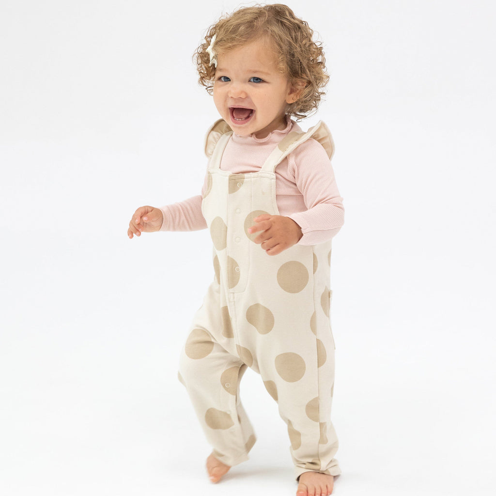 Front Pocket Ruffle Overall - Beige Dot 531 Angel Dear 