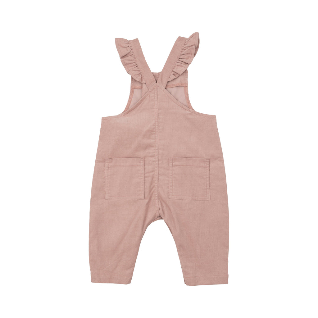 Front Snap Ruffle Overall - Solid Misty Rose 531 Angel Dear 