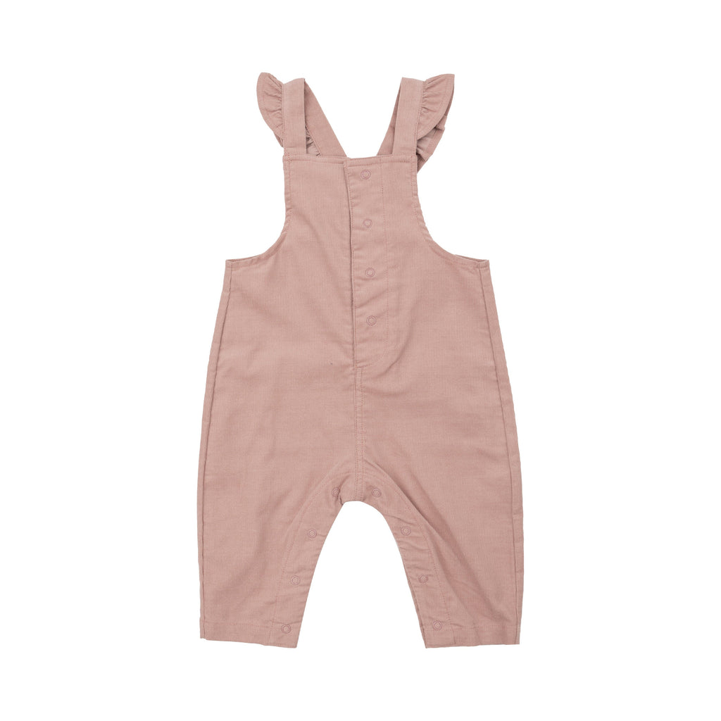 Front Snap Ruffle Overall - Solid Misty Rose 531 Angel Dear 