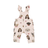 Front Pocket Ruffle Overall - Pretty Puppy Faces 531 Angel Dear 